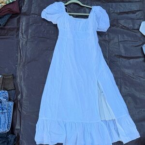 White Puff Sleeve Maxi Dress